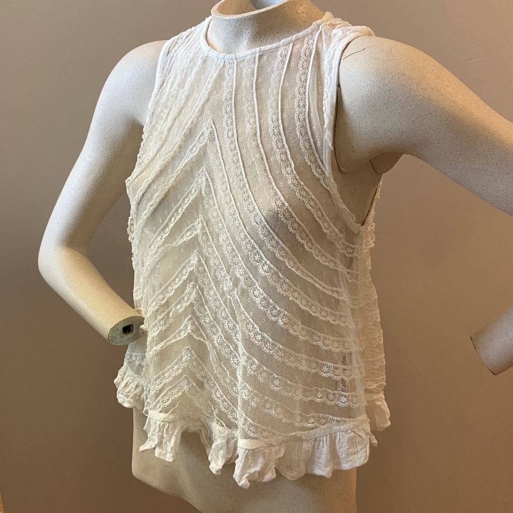 FREE PEOPLE white lace top small - Picture 8 of 13